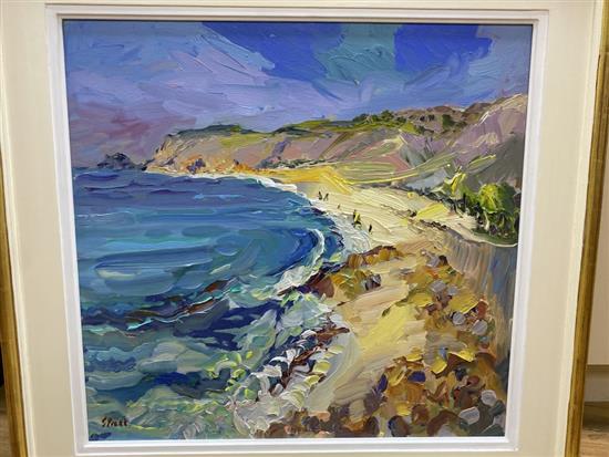 Jeffrey Pratt (1940-), oil on board, On Sennon Beach, signed, 59 x 62cm
